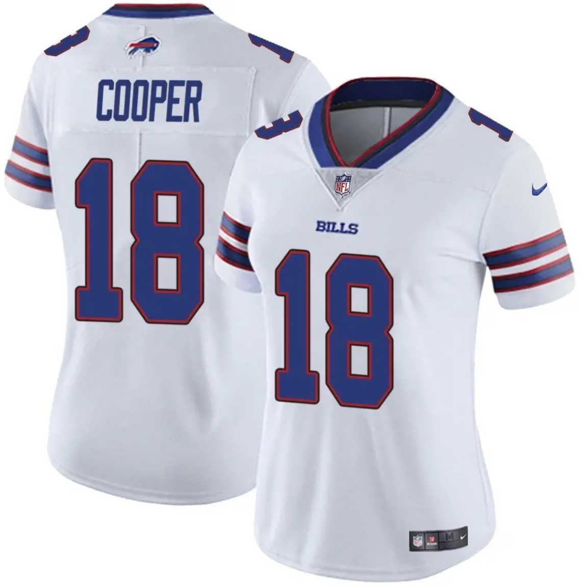 Women%27s Buffalo Bills #18 Amari Cooper White Vapor Stitched Jersey Dzhi
